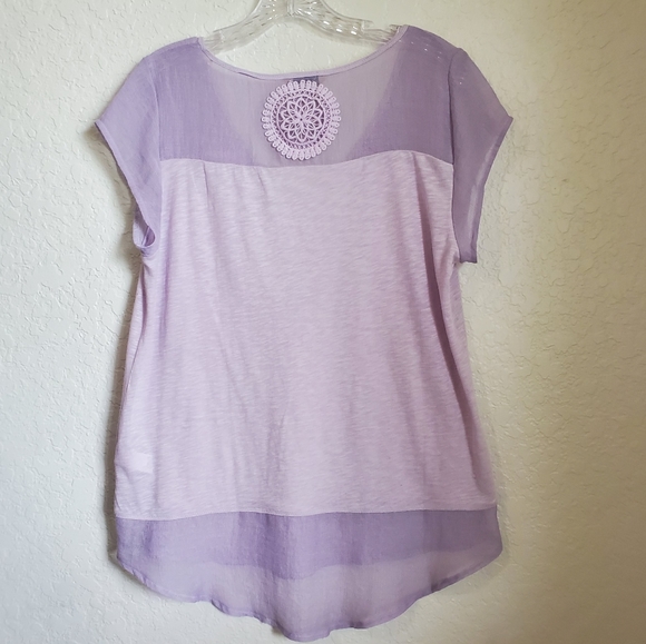 LUCKY BRAND LAVENDER BOHO TOP size L - Picture 6 of 9